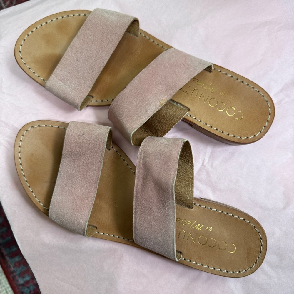 Coconuts by Matisse Dusty Pink Double-Strap Suede Slide Sandals